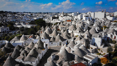 High angle view of townscape against sky