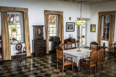 Empty chairs and tables in at home