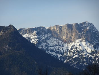 Scenic view of mountains against clear sky