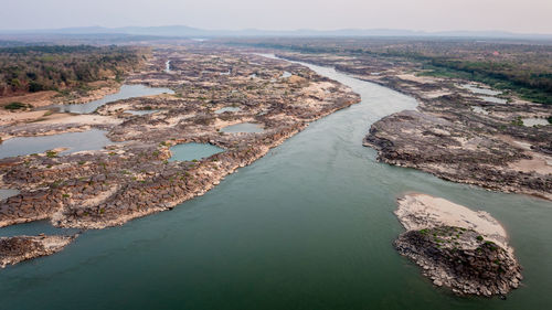 Aerial view of thailand grand canyon sam phan bok at ubon ratchathani, thailand. beautiful landscape 