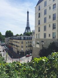 Low angle view of tower against sky