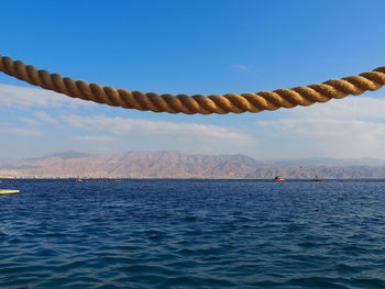 Scenic view of sea against blue sky