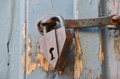 Close-up of rusty metal door