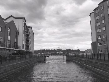 Buildings against cloudy sky