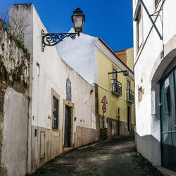 Narrow alley along buildings