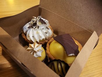 High angle view of food on table