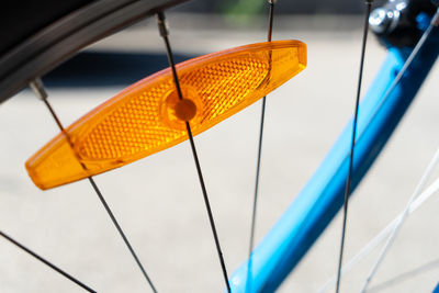 Close-up of bicycle tire on street