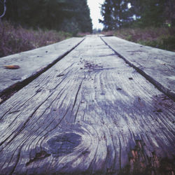 Surface level of wooden planks