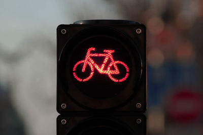 Sustainable transport. bicycle traffic signal, red light, stop sign, road bike, free bike 