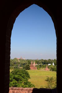 View of temple against clear sky