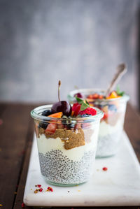 Close-up of dessert on table