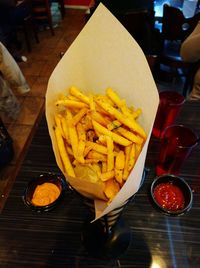 Close-up of food on table