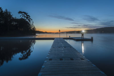 View of lake at sunset