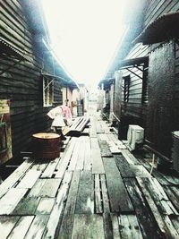 Narrow alley along buildings