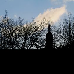 Low angle view of silhouette bare tree against sky