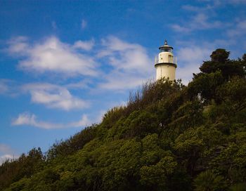 Low angle view of lighthouse against sky