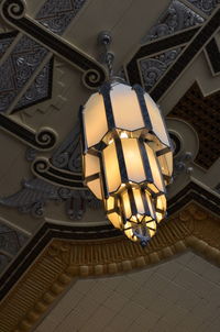 Low angle view of illuminated ceiling