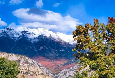 Scenic view of mountains against sky