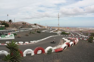 View of city against cloudy sky