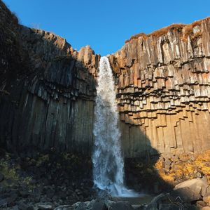 Low angle view of waterfall