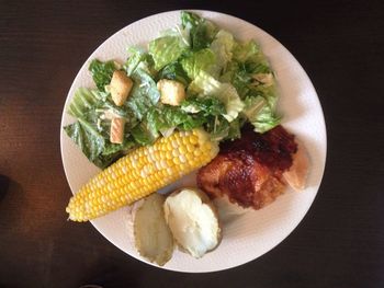 High angle view of food in plate