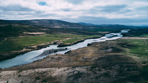 Scenic view of river amidst landscape against sky