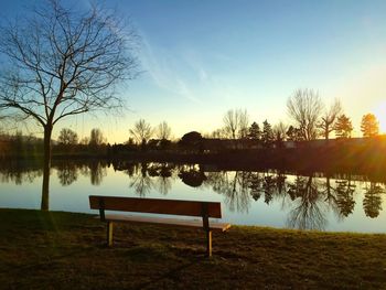 Scenic view of calm lake against sky