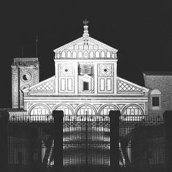 Low angle view of building against sky at night