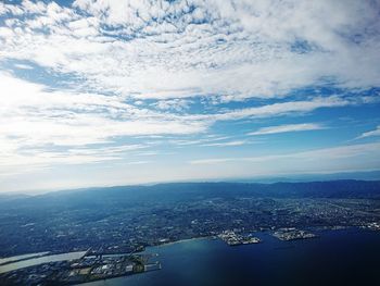 High angle view of cityscape against sky