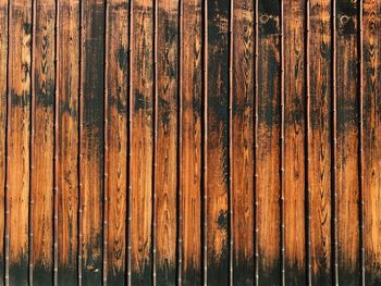 Full frame shot of wooden fence against wall