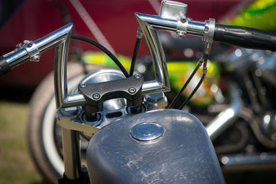 Close-up of chopper motorcycle