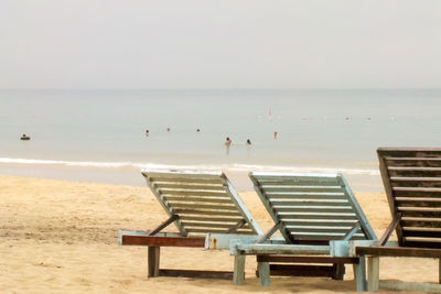 Scenic view of beach against clear sky