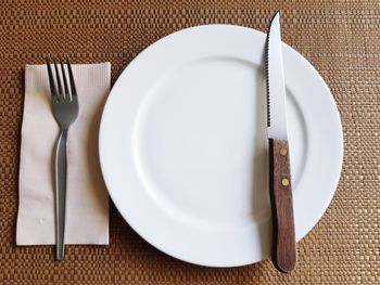 Directly above shot of empty plate on table