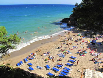 High angle view of people at costa daurada beach