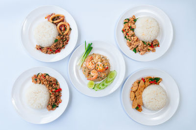 High angle view of food on table