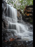 BLURRED MOTION OF WATERFALL IN THE BACKGROUND