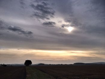 Scenic view of landscape against cloudy sky