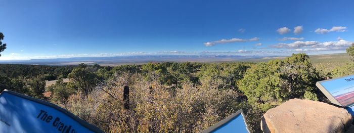 Scenic view of landscape against blue sky