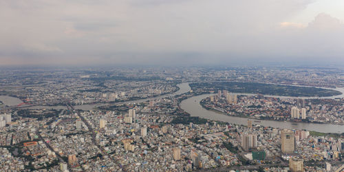 High angle view of townscape against sky