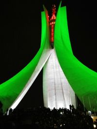 Low angle view of illuminated lamp