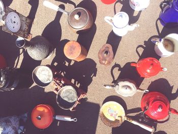 Full frame shot of objects on table