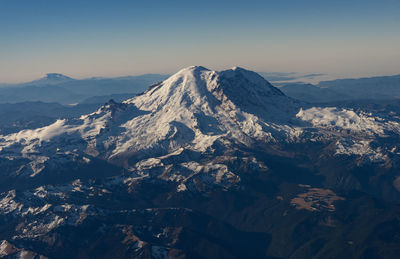 Scenic view of mountains against clear sky