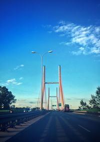 View of road against blue sky