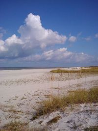 Scenic view of sea against cloudy sky