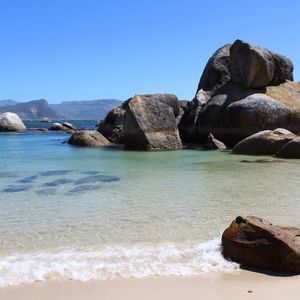 Scenic view of sea against clear sky