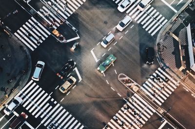 High angle view of vehicles on road