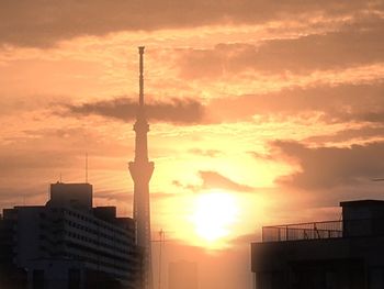 Sunset over city