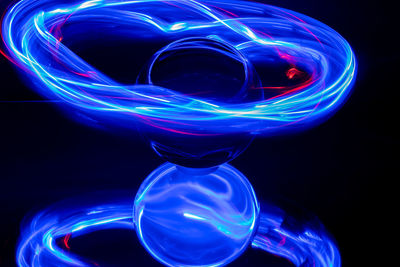 Light painting against blue background