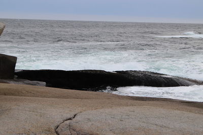 Scenic view of sea against clear sky