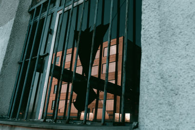 Low angle view of glass window in building